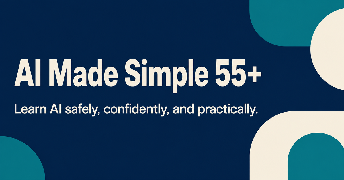 AI Made Simple 55+ project artwork in navy and teal