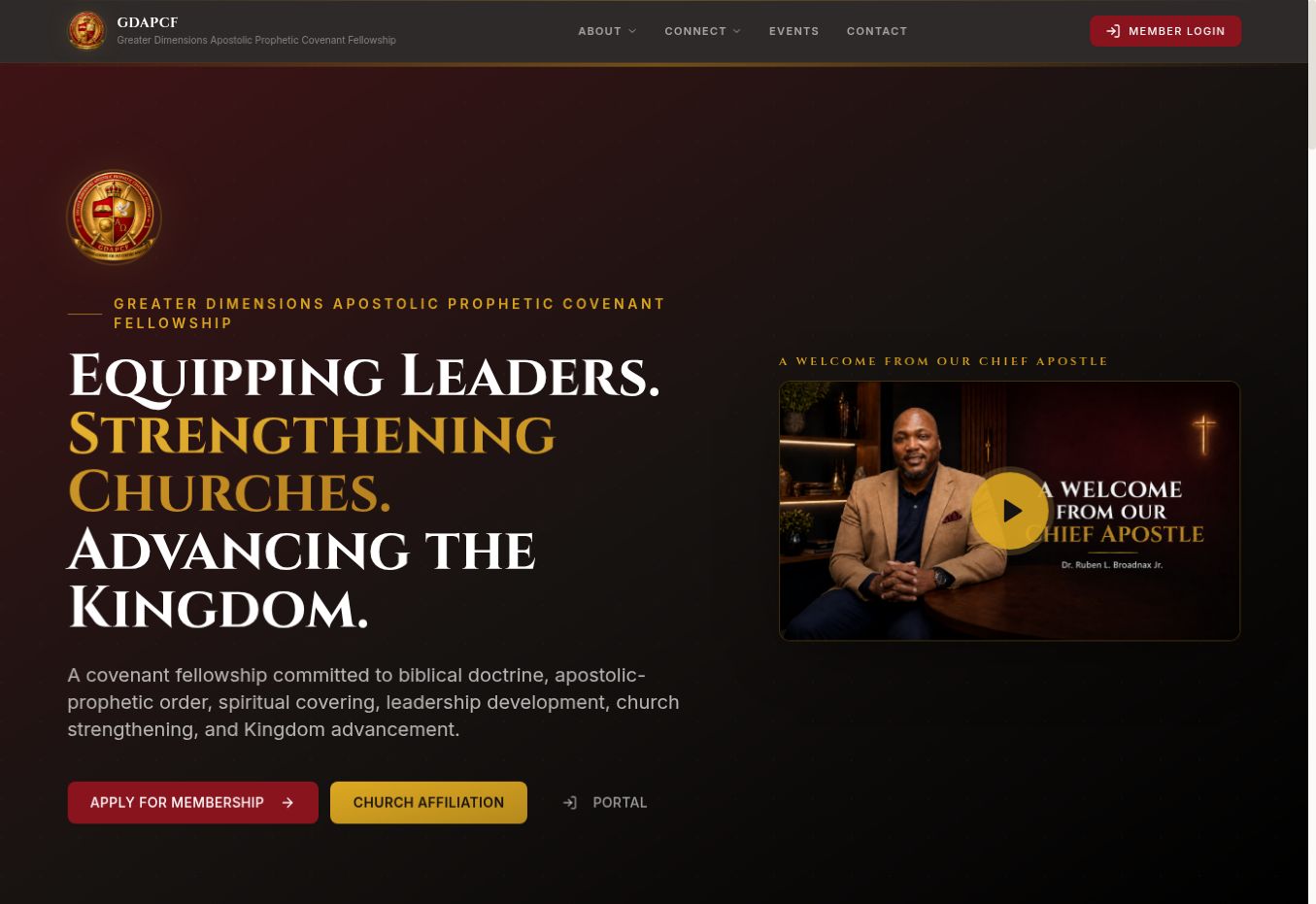 GDAPCF website with its fellowship introduction and membership pathways